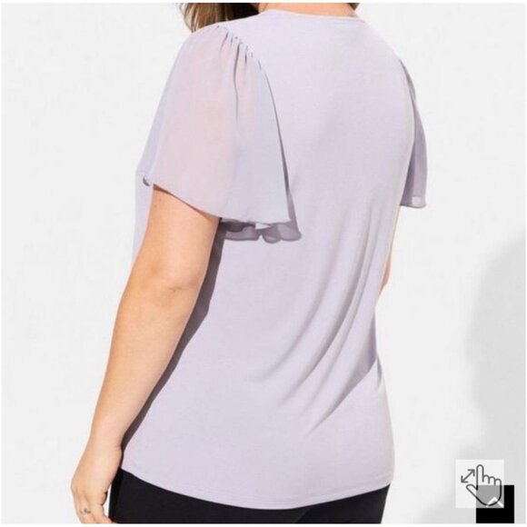 Torrid Size 6 Lavender Grey Blouse with Flutter Sleeves - Picture 2 of 7